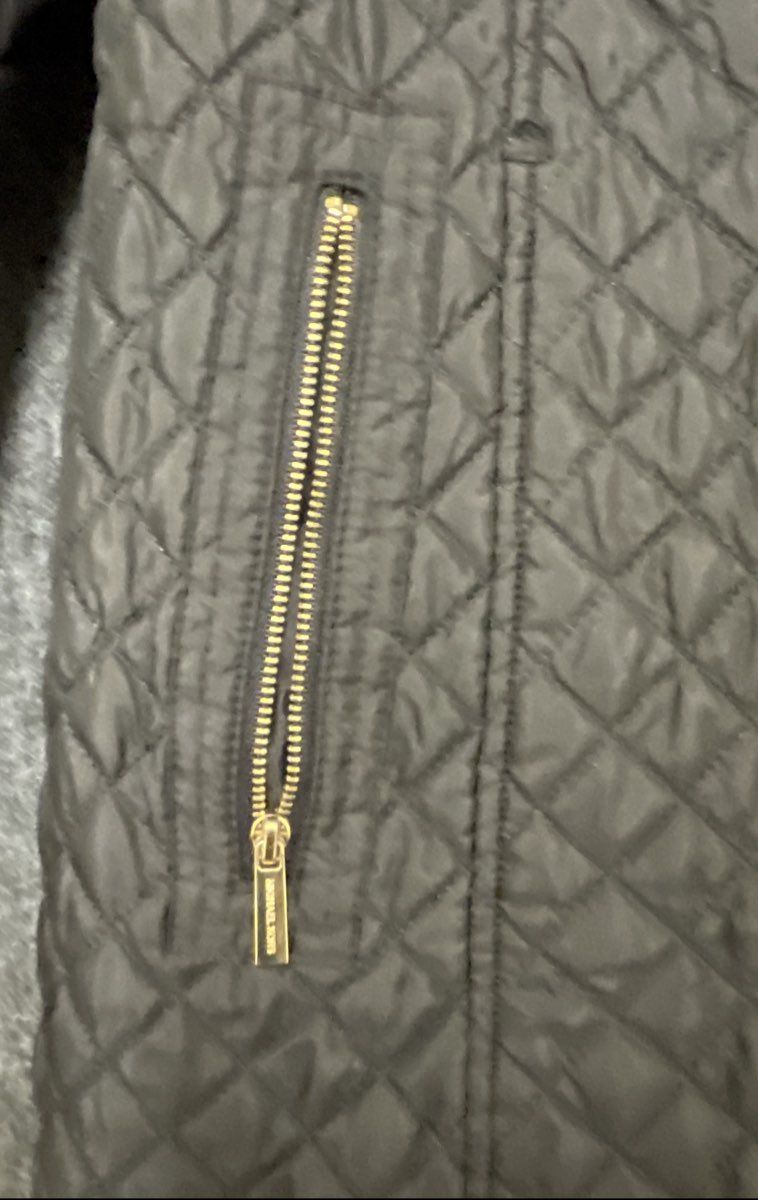 Michael Kors Women's Black Quilted Jacket Gold-Tone Hardware Size S