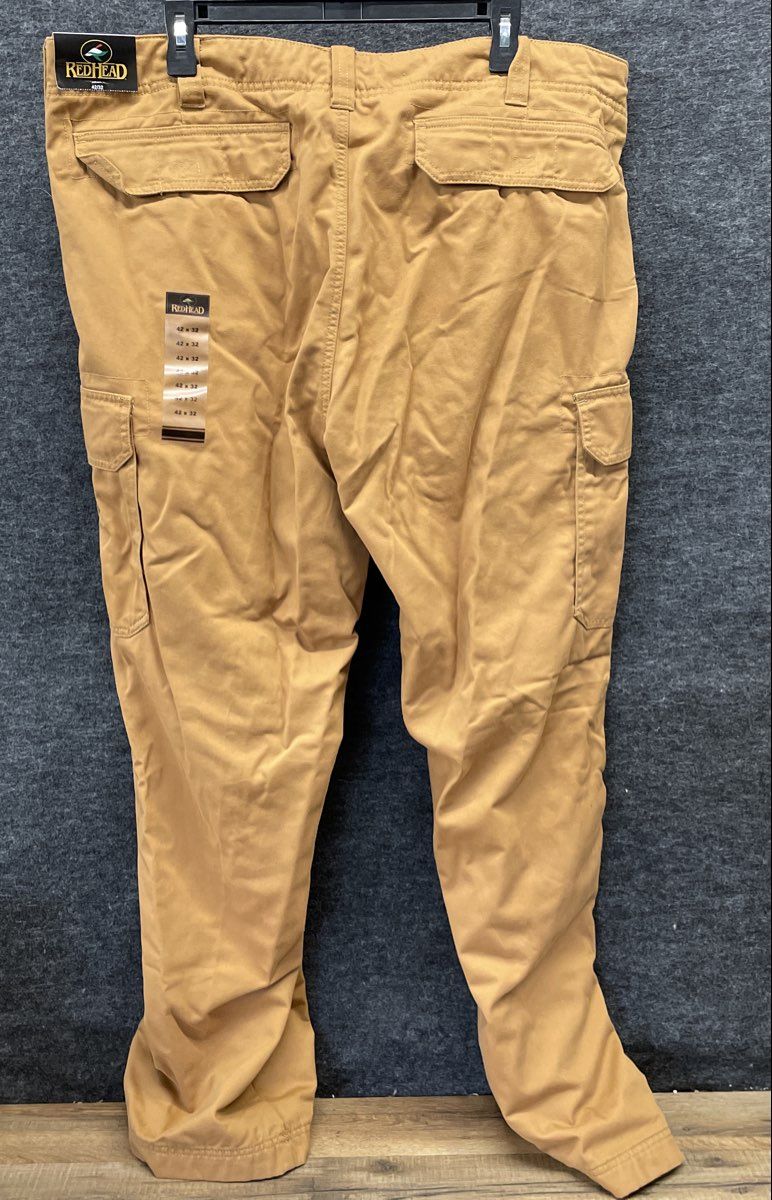 RedHead Men's Tan Flannel Lined Canvas Cargo Pants NWT 42x32
