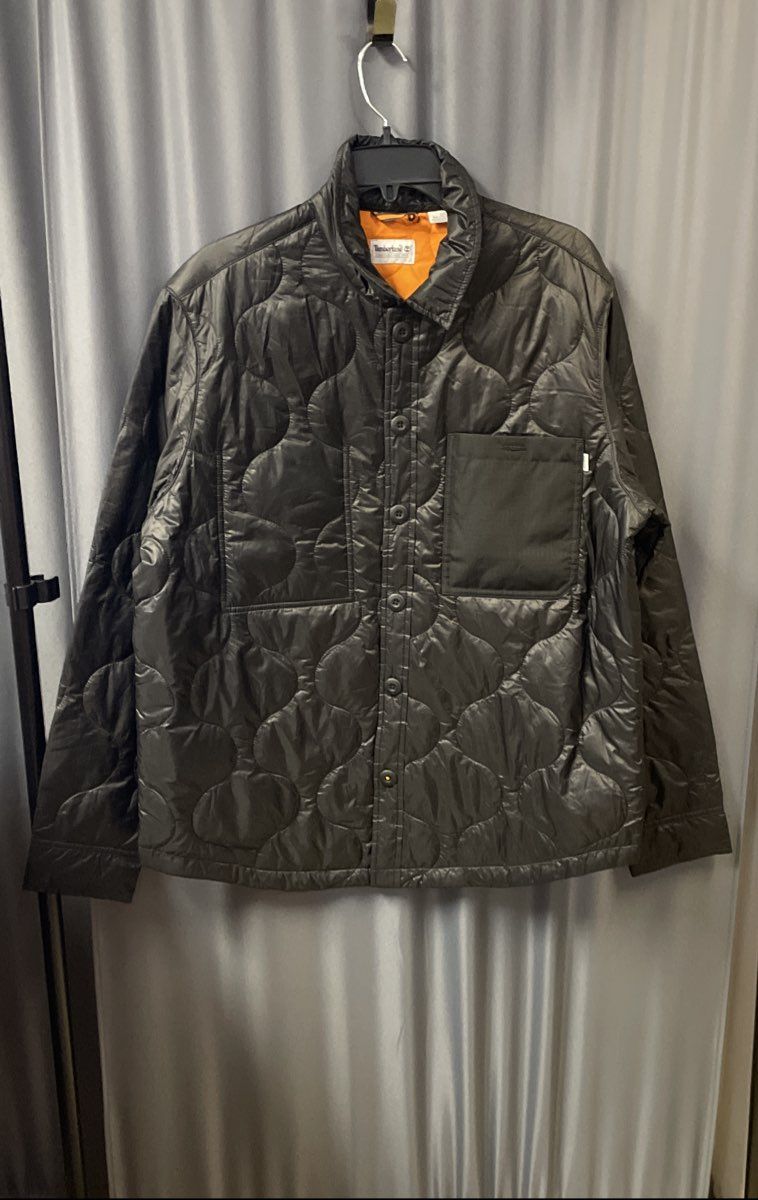Timberland Men's Black Quilted Onion Stitch Button-Up Shirt Jacket Sz L