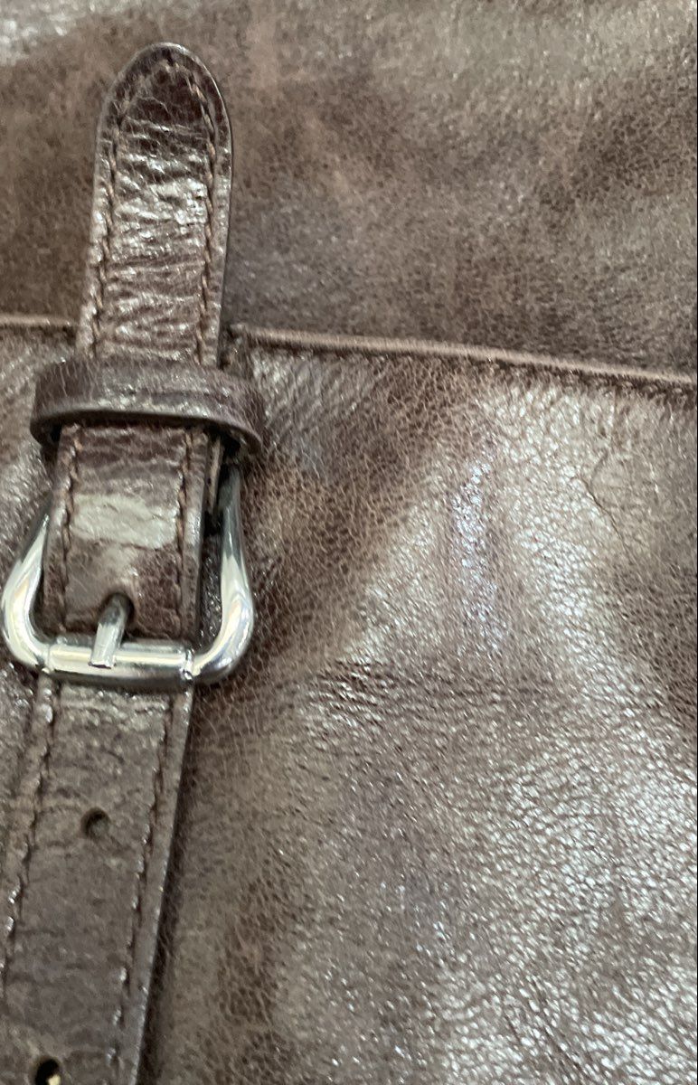 The Trend Brown Leather Shoulder Bag Crossbody Made in Italy Buckle Detail