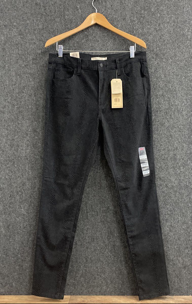 Levi's Women's 720 High Rise Super Skinny Jeans Black Snakeskin Print NWT Sz 14