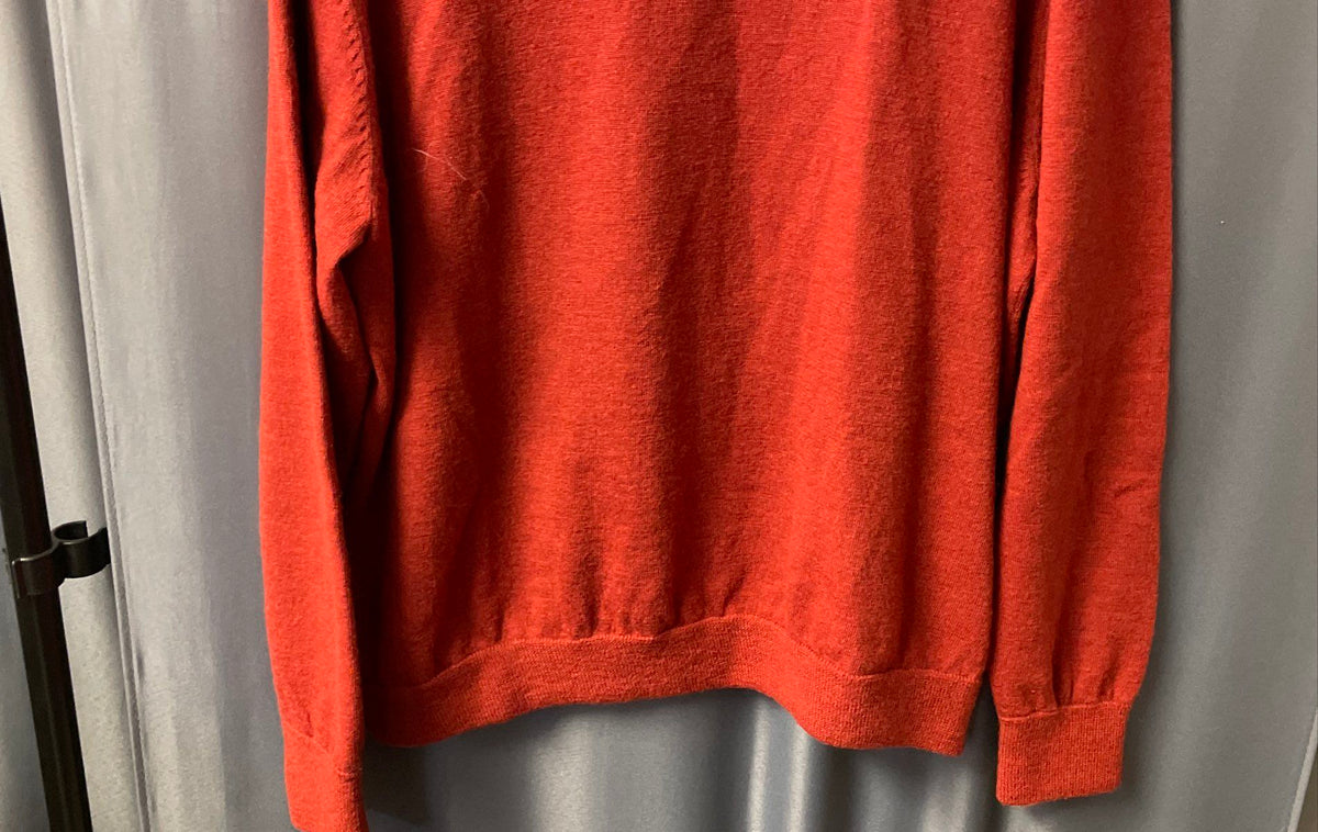 W.H. Belk Men's Scarlet Red Fine Italian Merino Wool Mock Neck Sweater Sz XL
