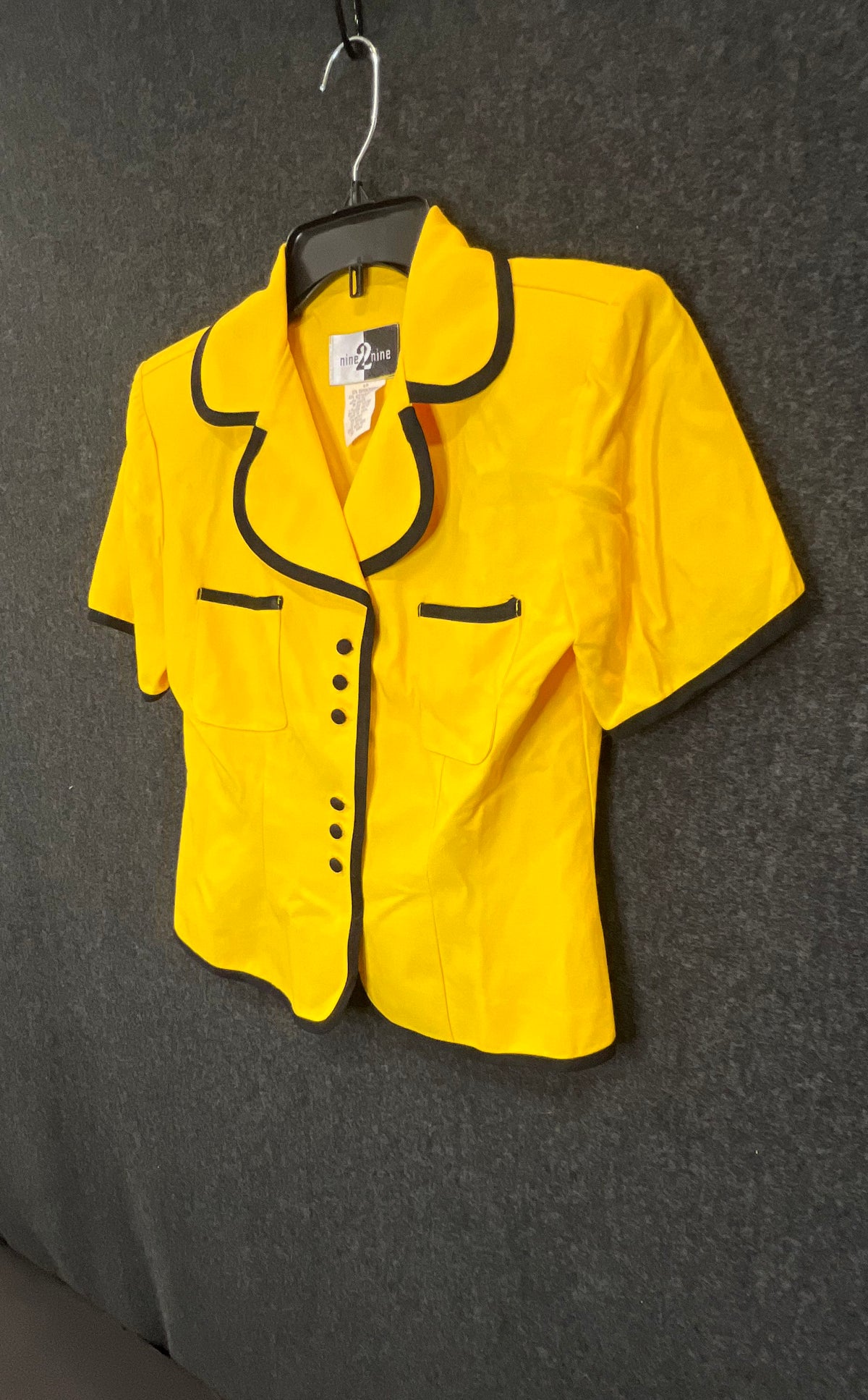 Vintage 90s Nine 2 Nine Women's Yellow Short Sleeve Button Up Shirt Jacket 4P