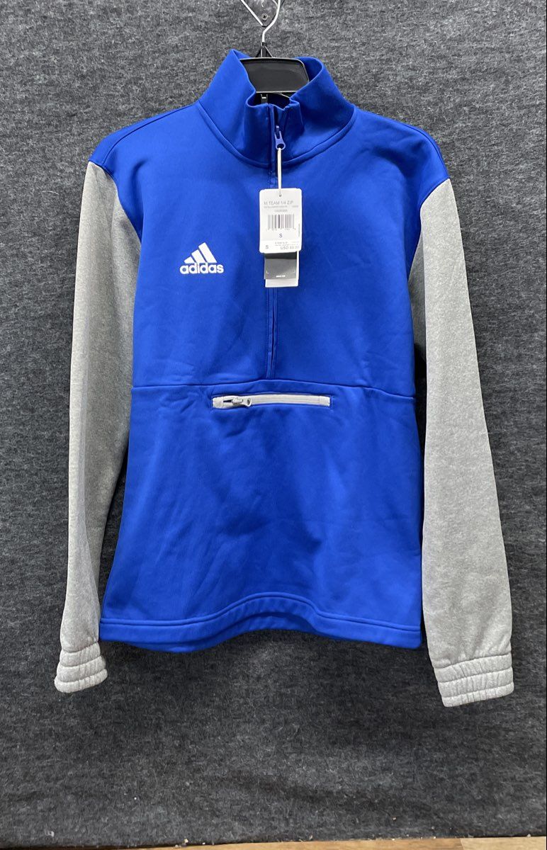 Adidas Men's Team 1/4 Zip Pullover Royal Blue Grey Embroidered Logo Sz S NWT