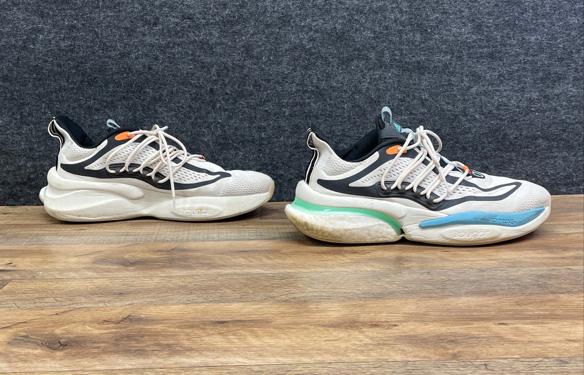 Adidas AlphaBoost V1 White Black Lucid Blue Running Shoes Men's Size 12
