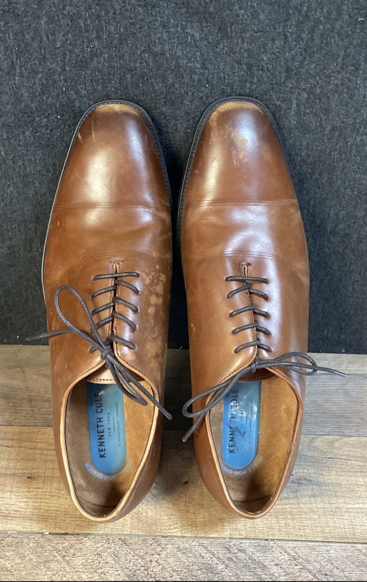 Kenneth Cole New York Techni-Cole Brown Cap Toe Oxford Dress Shoes Size 10