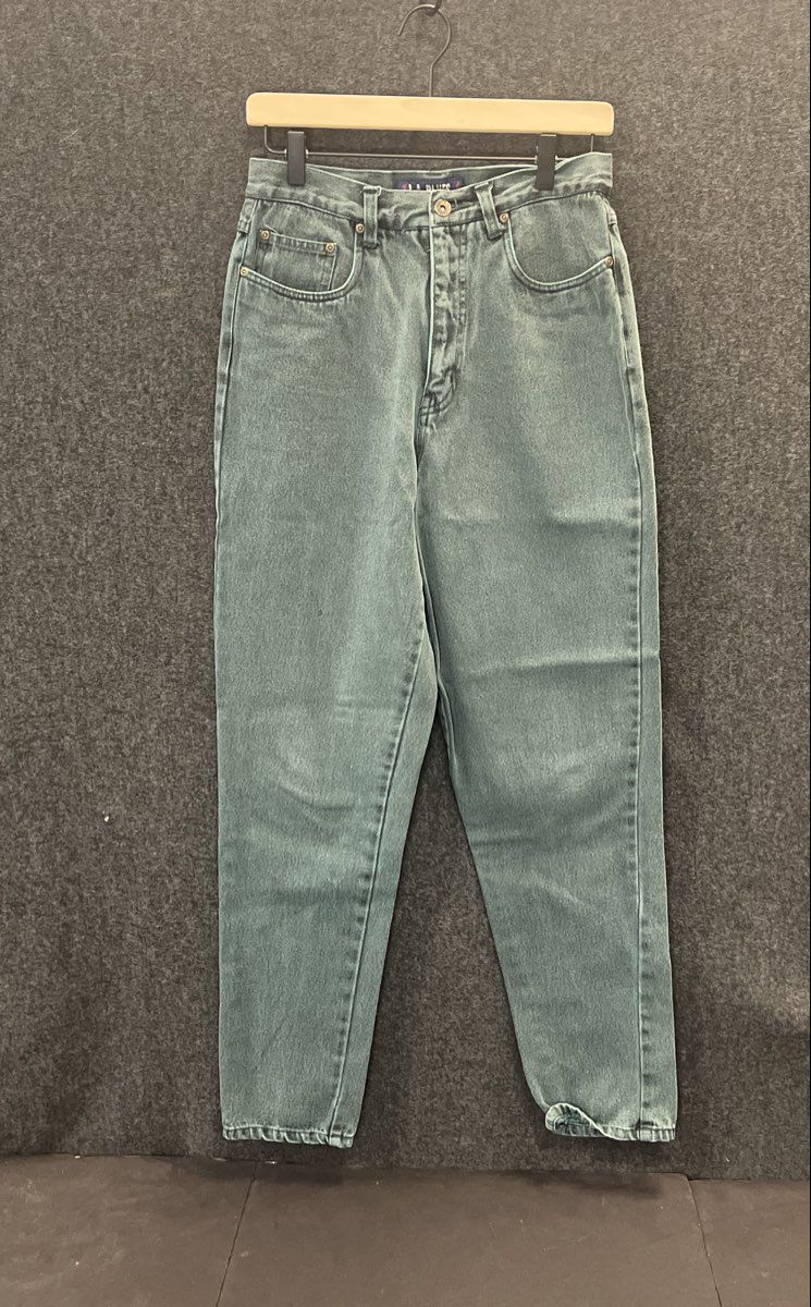 Vintage 90s L.A. Blues Women's Green High Waisted Tapered Leg Jeans Sz 10 Long