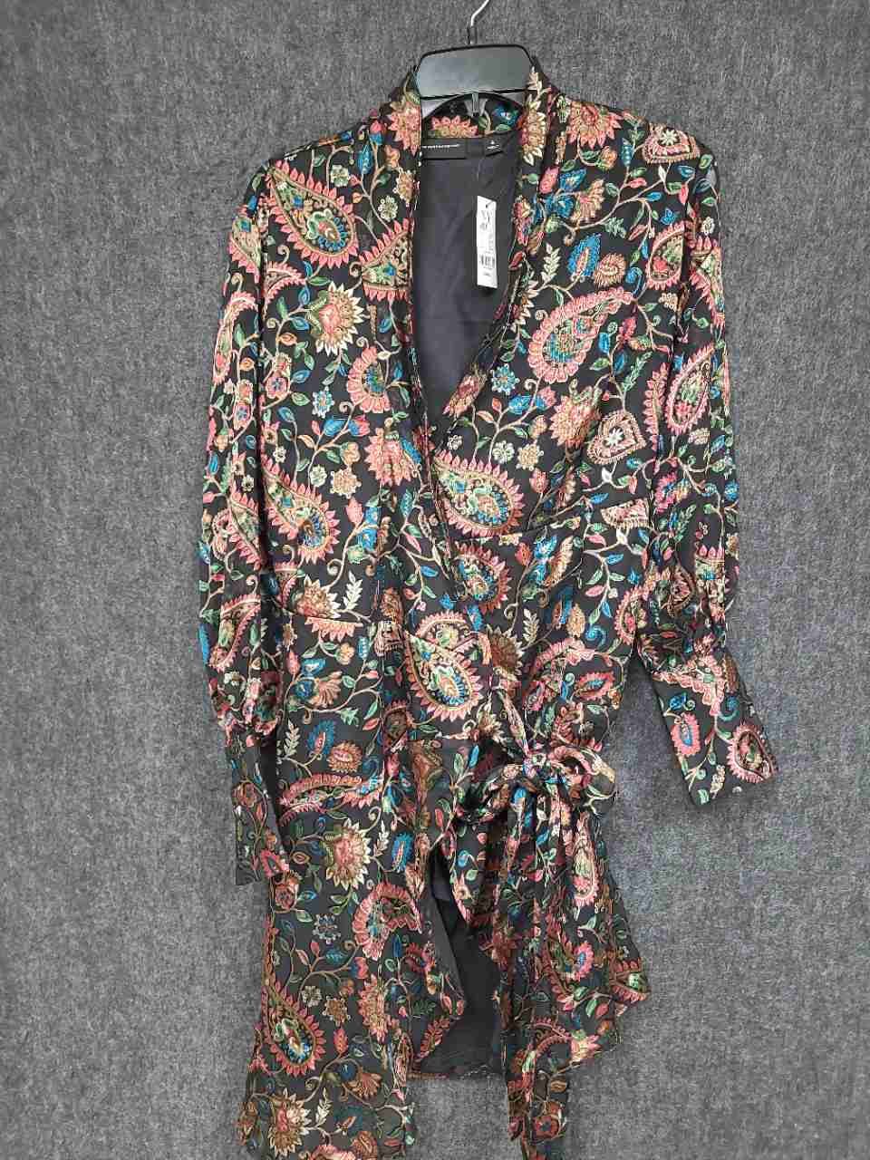 New York & Company Women's Paisley Wrap Dress Black Multicolor NWT Sz S