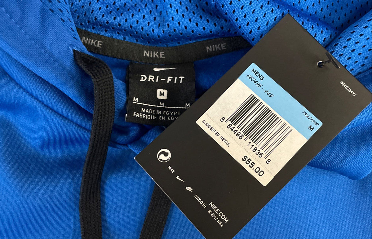 Nike Men's Blue Therma Dri-FIT Hoodie Patterned Swoosh Logo Sz M NWT