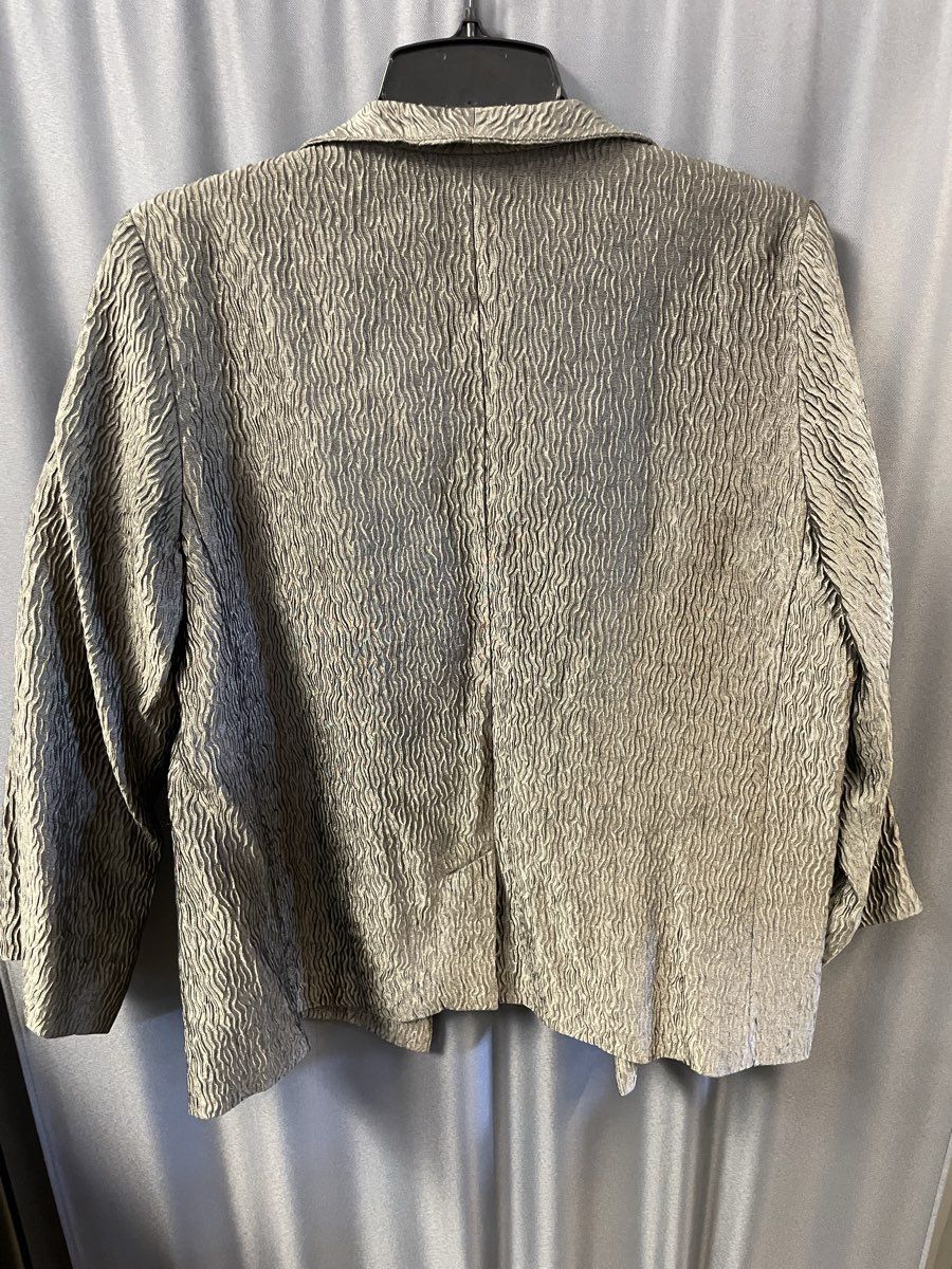 Eileen Fisher Women's Bronze Silk Blend Crinkle Textured Blazer Jacket Size M