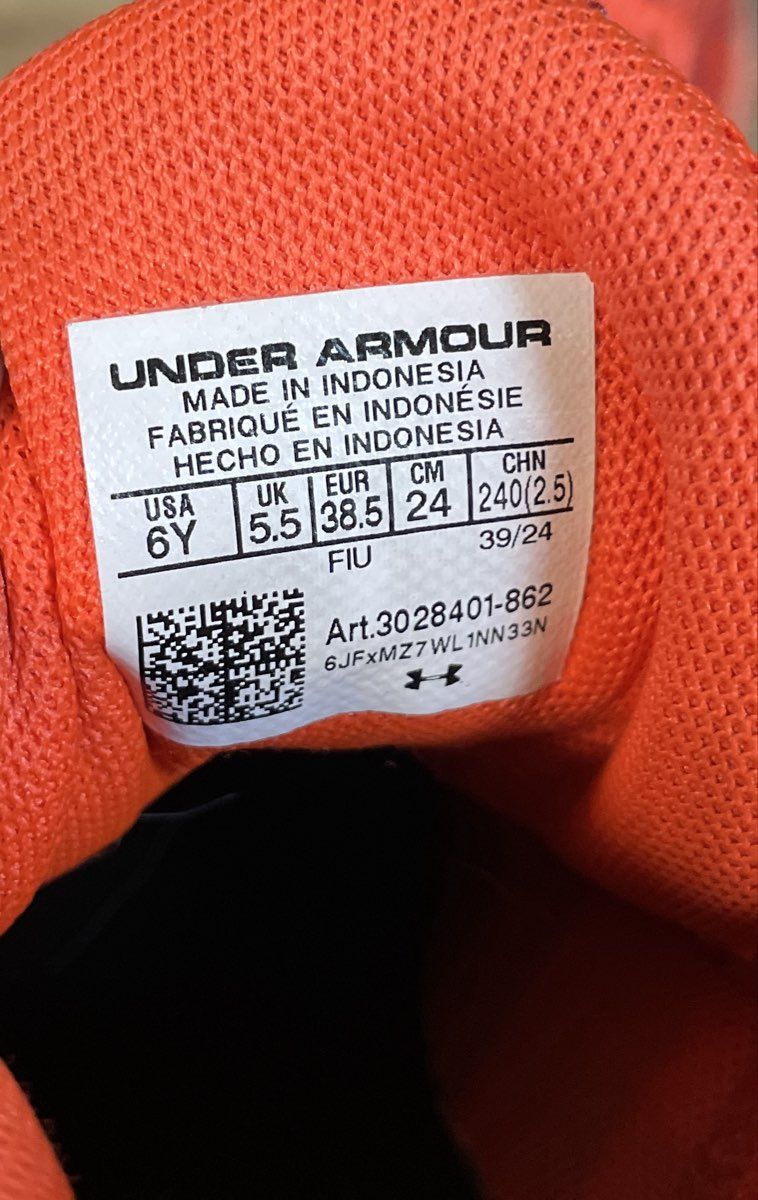 Under Armour Curry Hovr Splash Orange Red Basketball Shoes Youth Size 6Y