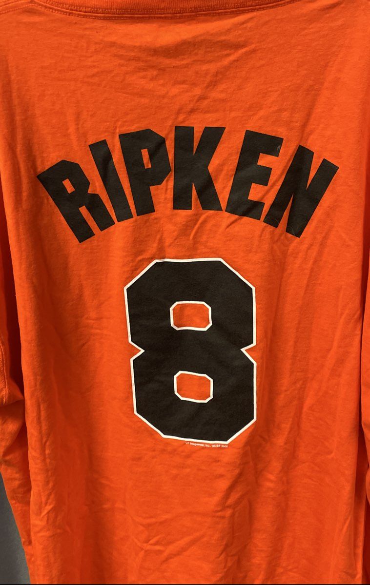2008 Majestic Baltimore Orioles Cal Ripken Jr #8 Jersey T-Shirt Orange Sz XL