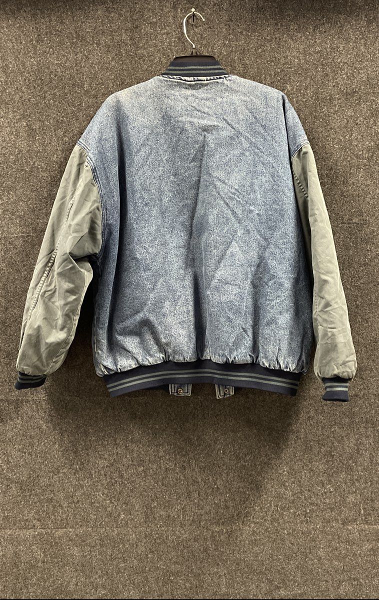 Vintage 90s Expeditions Men's Las Vegas Acid Wash Denim Varsity Jacket Sz XL