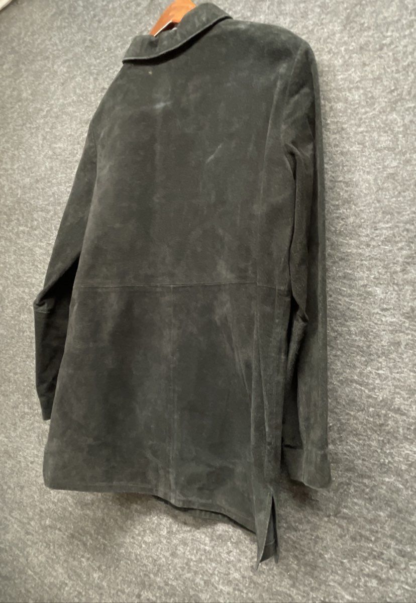 Vintage 90s Women's Black Suede Leather Button Front Shirt Jacket Shacket