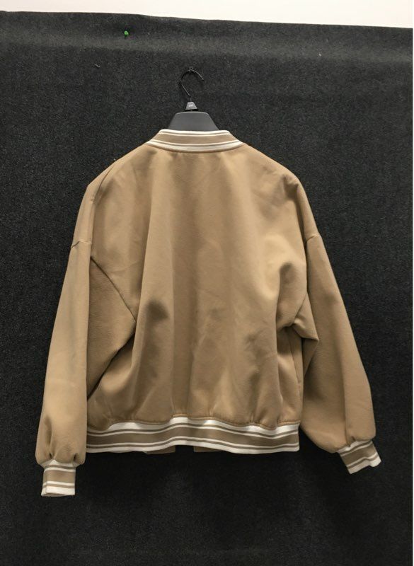 rue21 Women's Tan Varsity Bomber Jacket Embroidered Players Size L