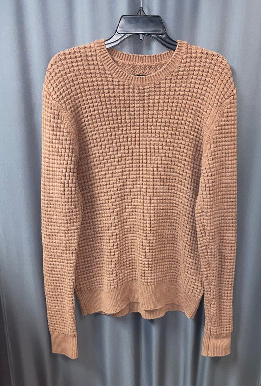 AllSaints Men's Brown Torre Crew Cotton Textured Waffle Knit Sweater Sz S