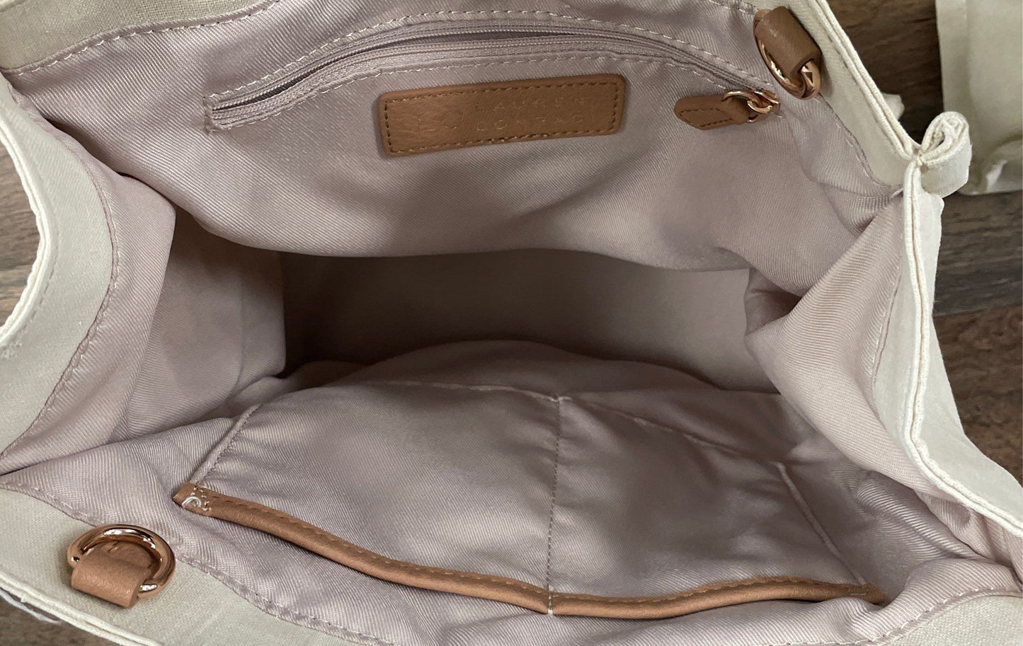Lauren Conrad Cream Canvas Tote Bag Mommy & Me Lucky Mama Little One Lot of 2