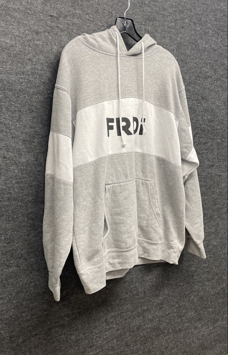 MV Sport Men's Gray White Colorblock FRDI Graphic Hoodie Sweatshirt Sz XL