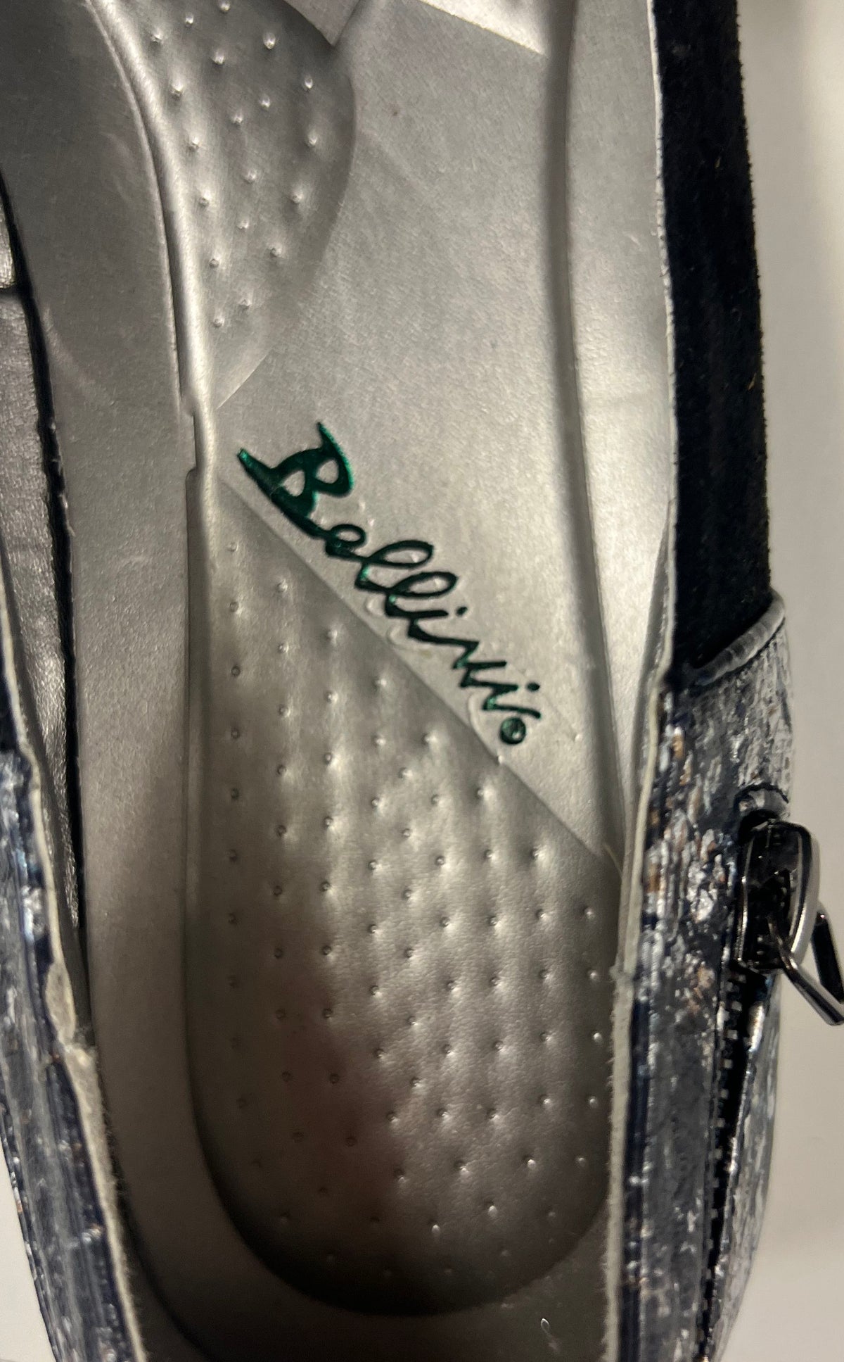 Bellini Novatoo Black Suede Metallic Snakeskin Pointed Toe Flats Size 13W