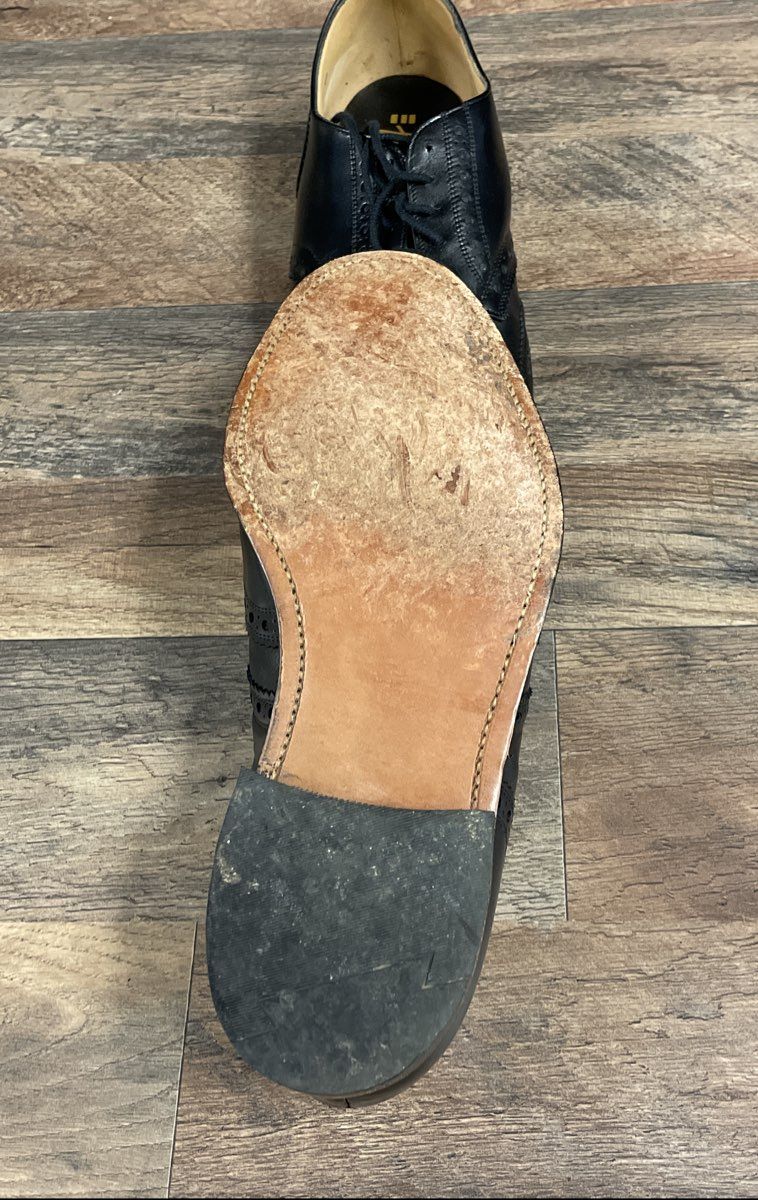 Hitchcock 955 5 Tie Brogue Blucher Black Calf Wingtip Dress Shoes Size 9.5 5E