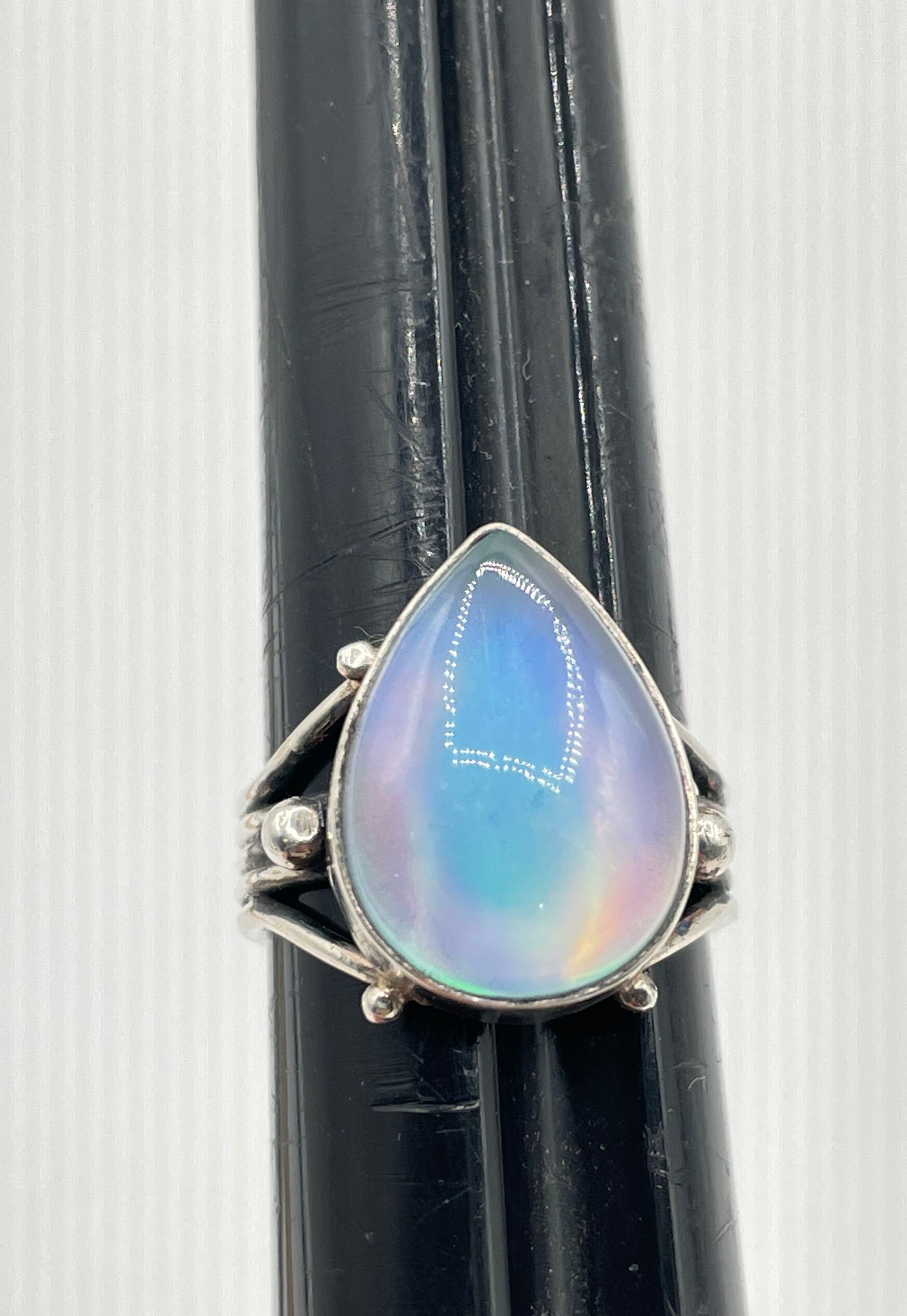 Aurora Opal Silver Tone Multi-Wire Band Ring 6.8g *NPM*