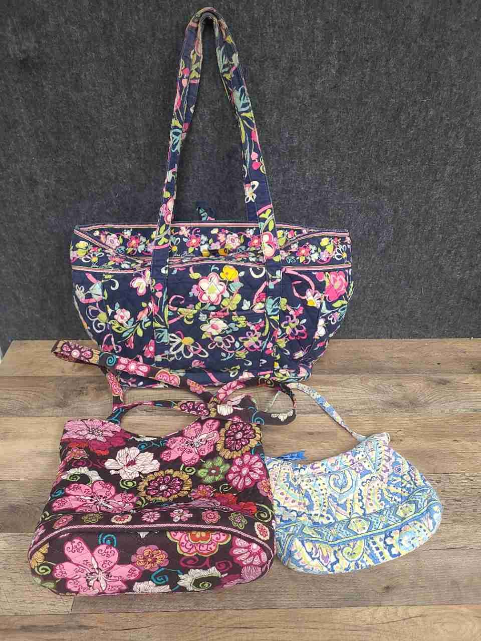 Vera Bradley Quilted Cotton Handbag Tote Shoulder Bag Floral Lot of 3 Pieces