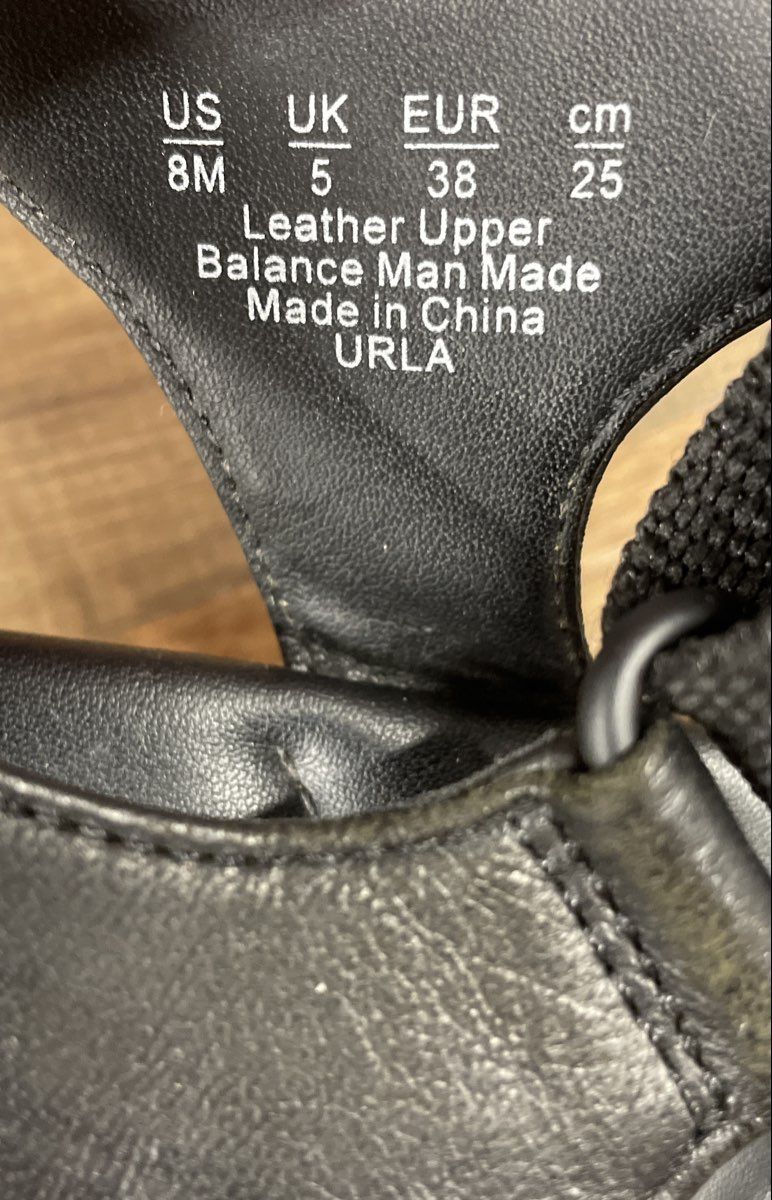 Franco Sarto Urla Black White Leather Platform Lug Sole Sport Sandals Size 8