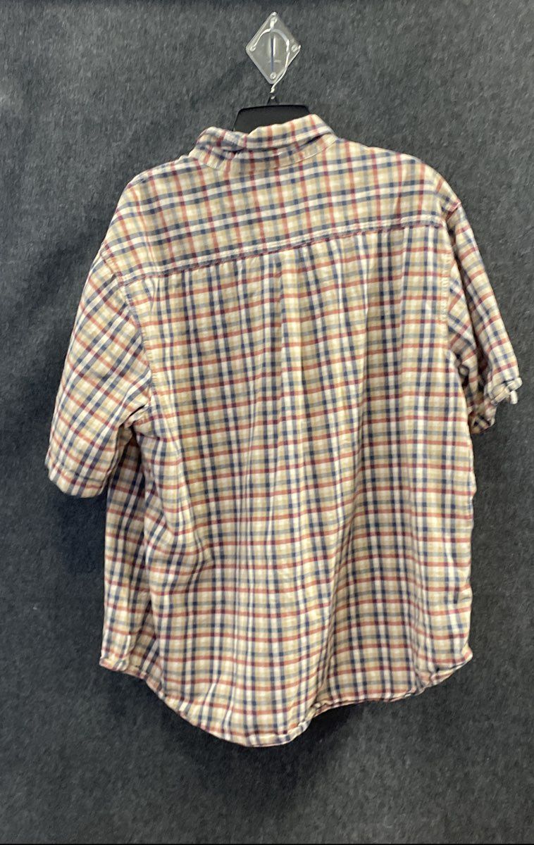 Carhartt Men's Plaid Button-Up Short Sleeve Work Shirt Blue Red Tan Sz XXL