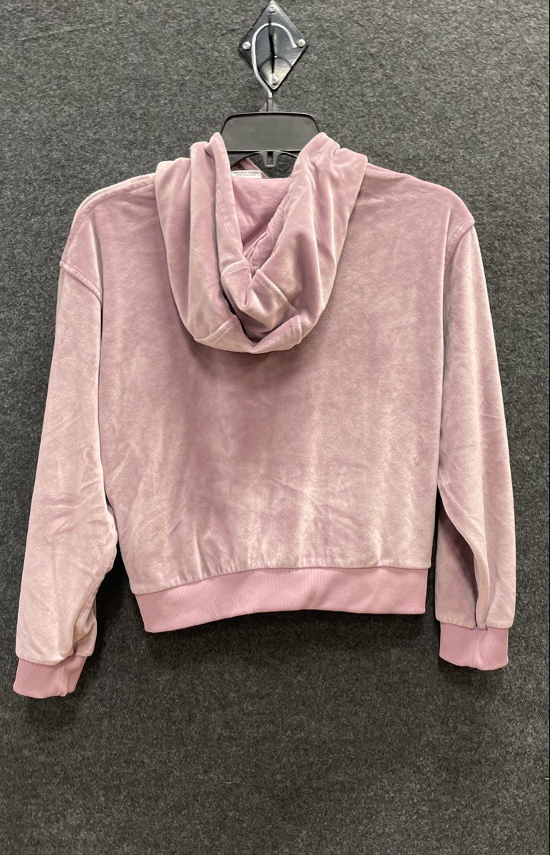 Nike Women's Sportswear Velour Pullover Hoodie Mauve Pink Cursive Logo Sz L