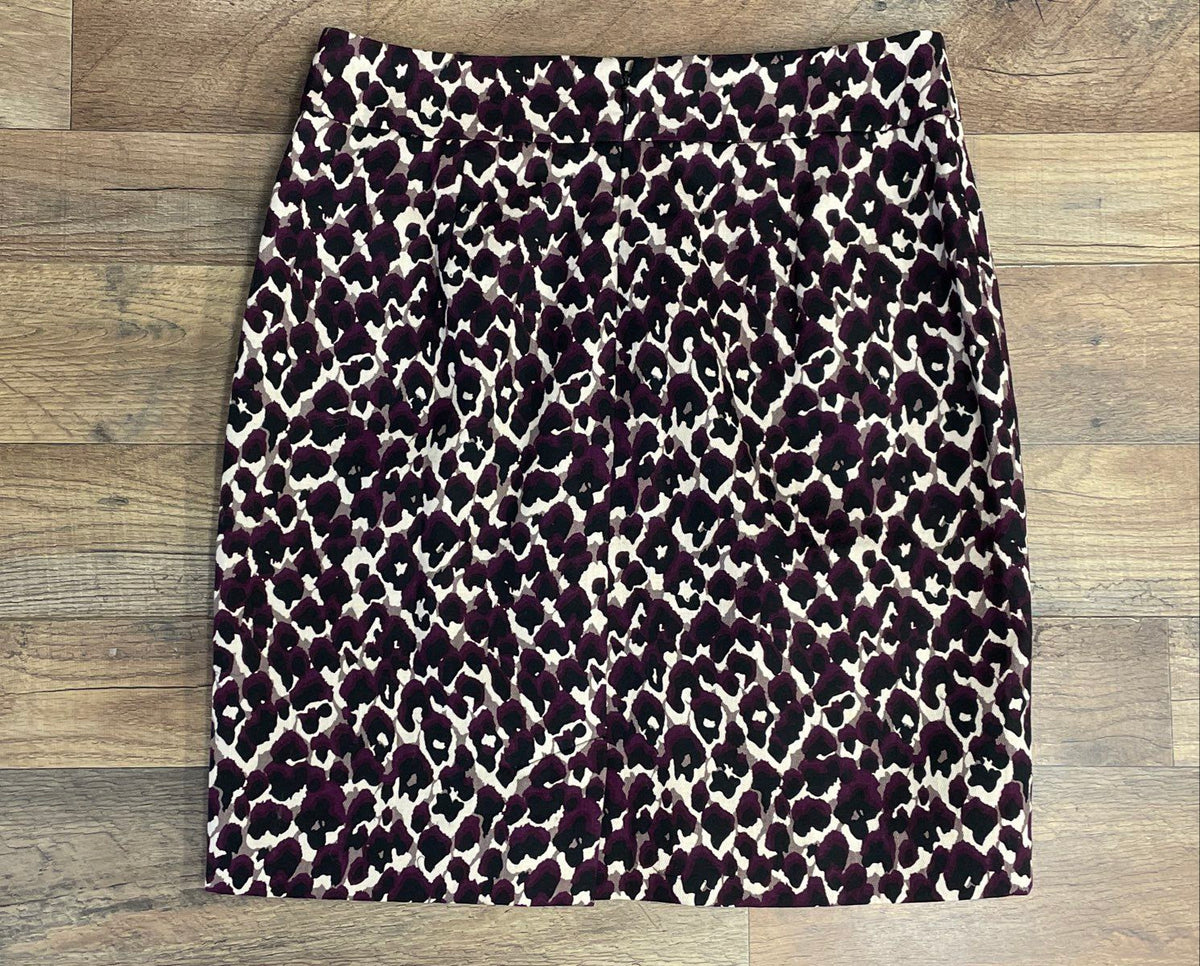 Ann Taylor Women's Purple Leopard Print Cotton Pencil Skirt Sz 4 NWT