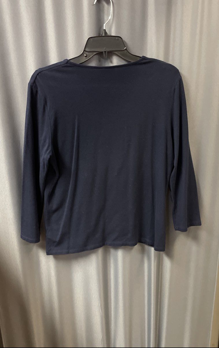 Lauren Ralph Lauren Women's Navy Blue V-Neck Rayon Spandex Stretch Top Sz L