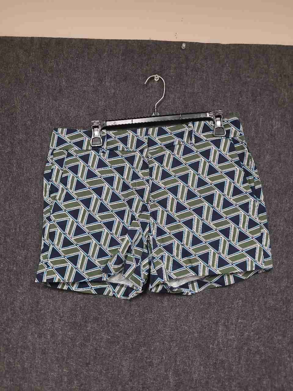 Ann Taylor Factory Women's Navy Green White Geometric Pattern Shorts Sz 6