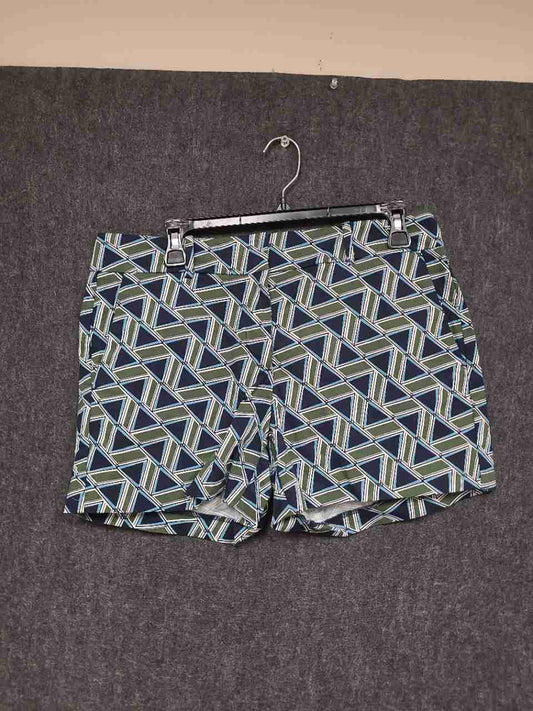 Ann Taylor Factory Women's Navy Green White Geometric Pattern Shorts Sz 6