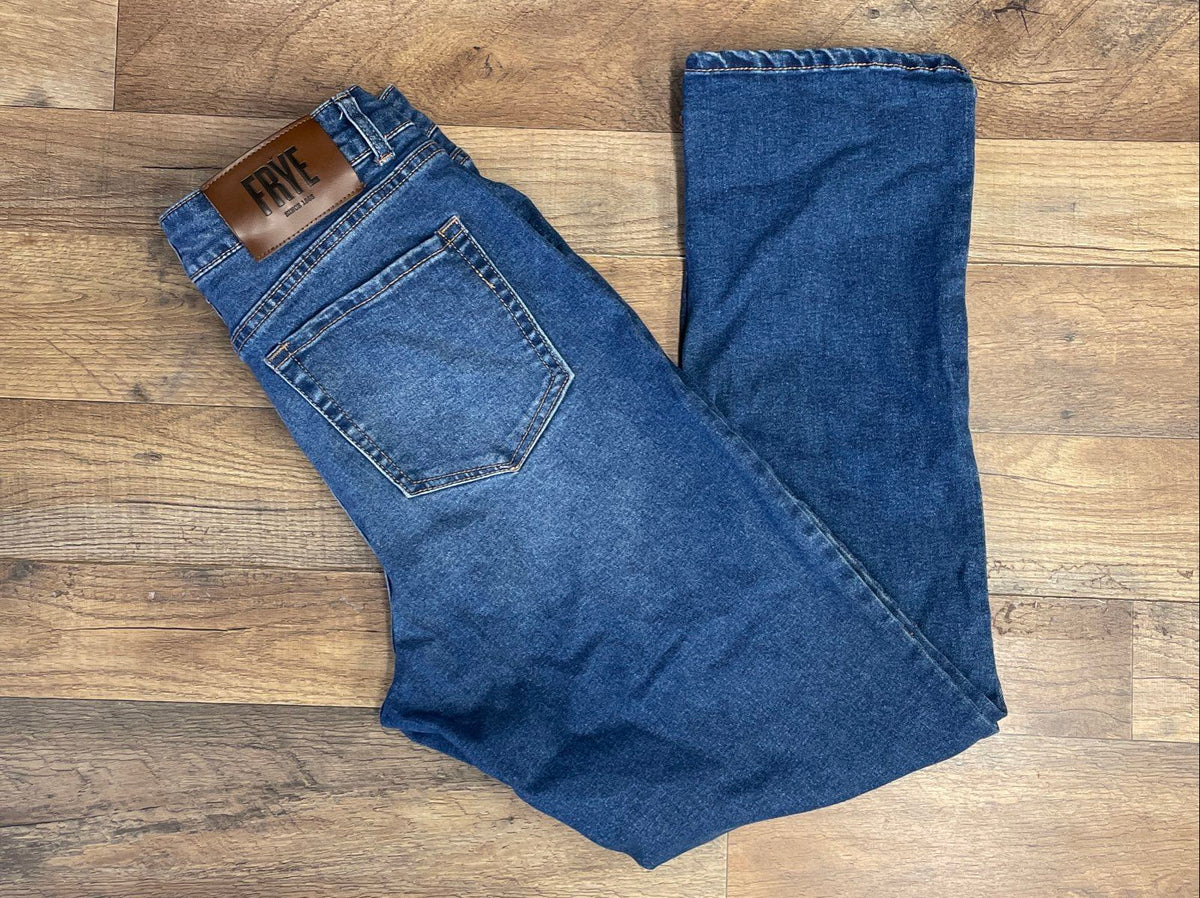 Frye Women's Blue Straight Leg Stretch Medium Wash Jeans Sz 4/27