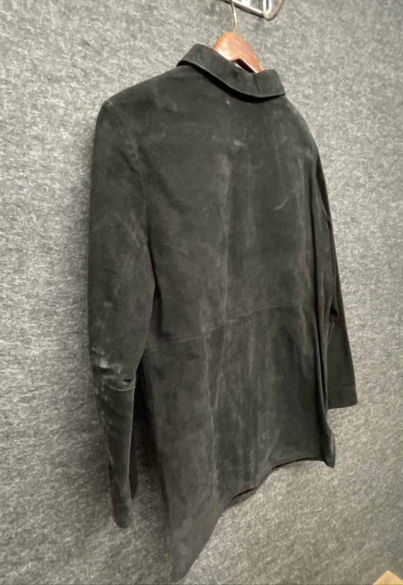 Vintage 90s Women's Black Suede Leather Button Front Shirt Jacket Shacket