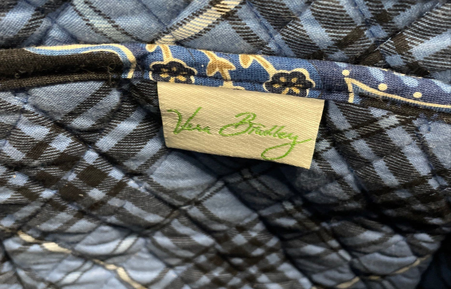 Vera Bradley Blue Black Paisley Quilted Fabric Shoulder Bag Satchel