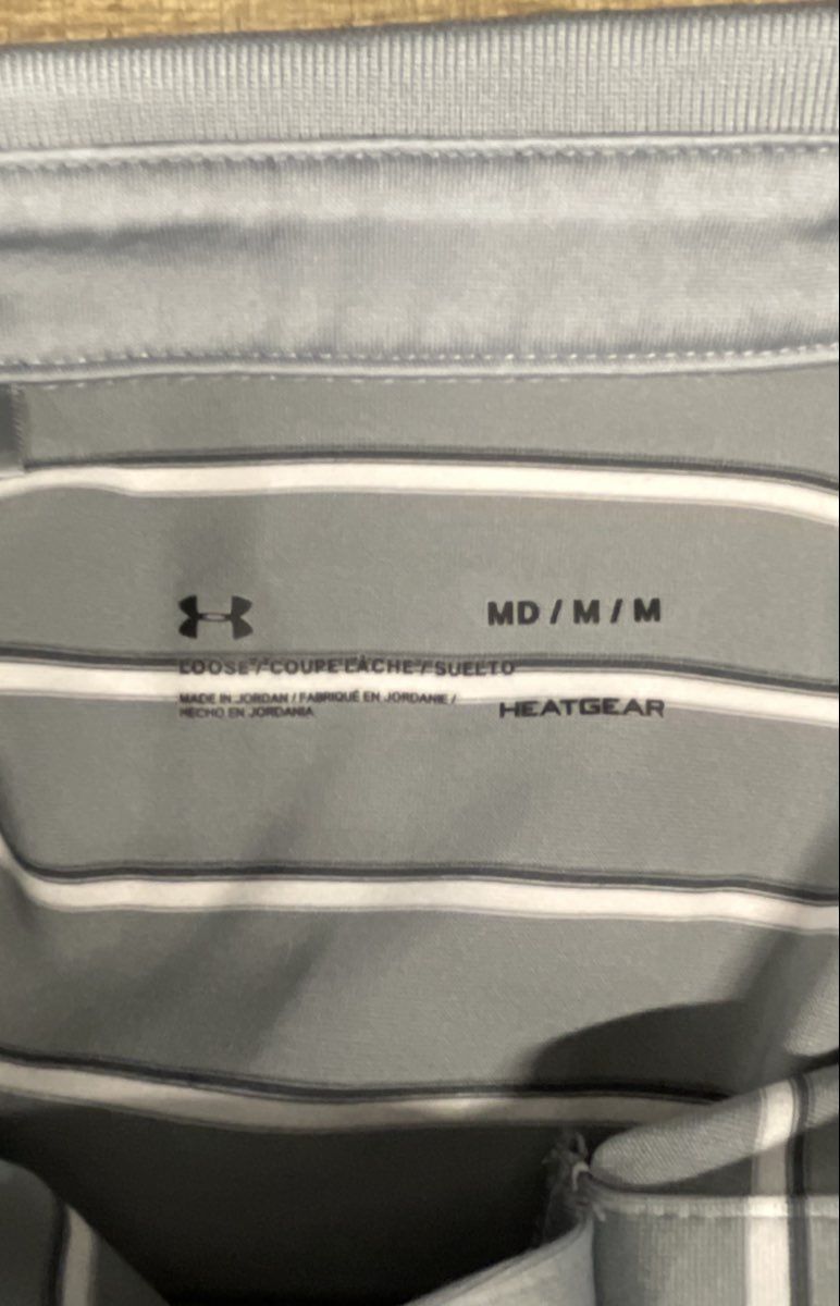 Under Armour Men's Striped Short Sleeve Polo Shirts Lot of 2 Gray White Sz M