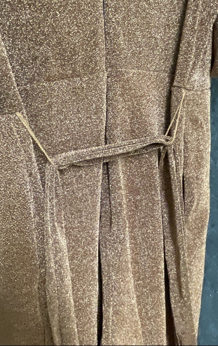 Ashley Stewart Women's Copper Metallic V-Neck Flutter Sleeve Jumpsuit 18/20 2X