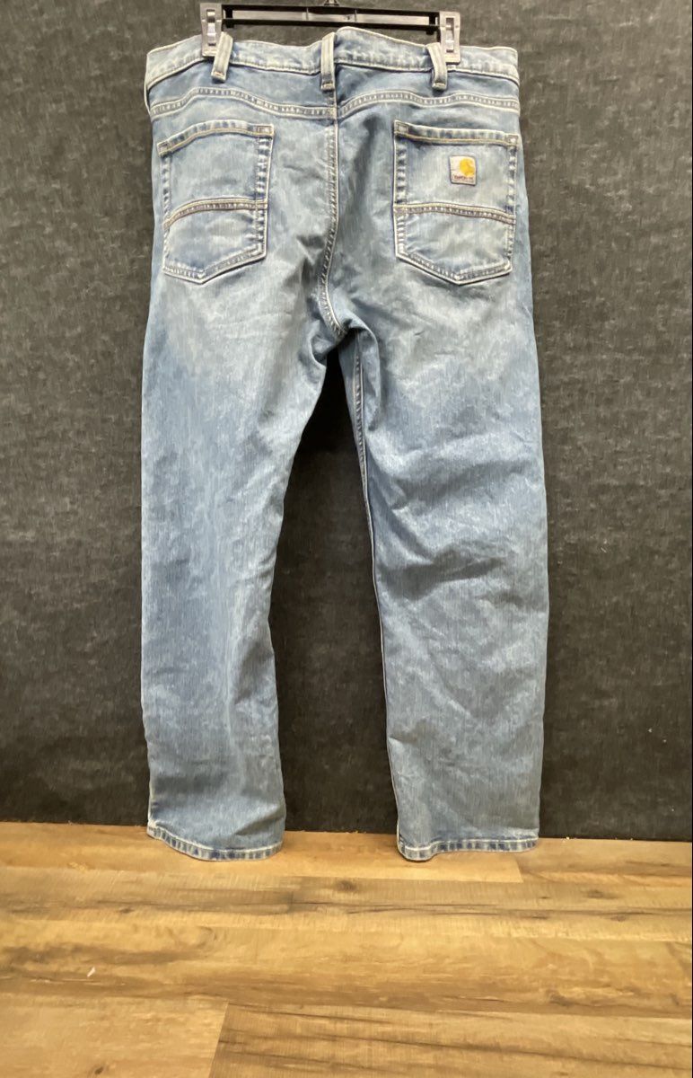 Carhartt Men's 106988 Loose Straight Fit Light Wash Blue Denim Jeans Sz 36x30
