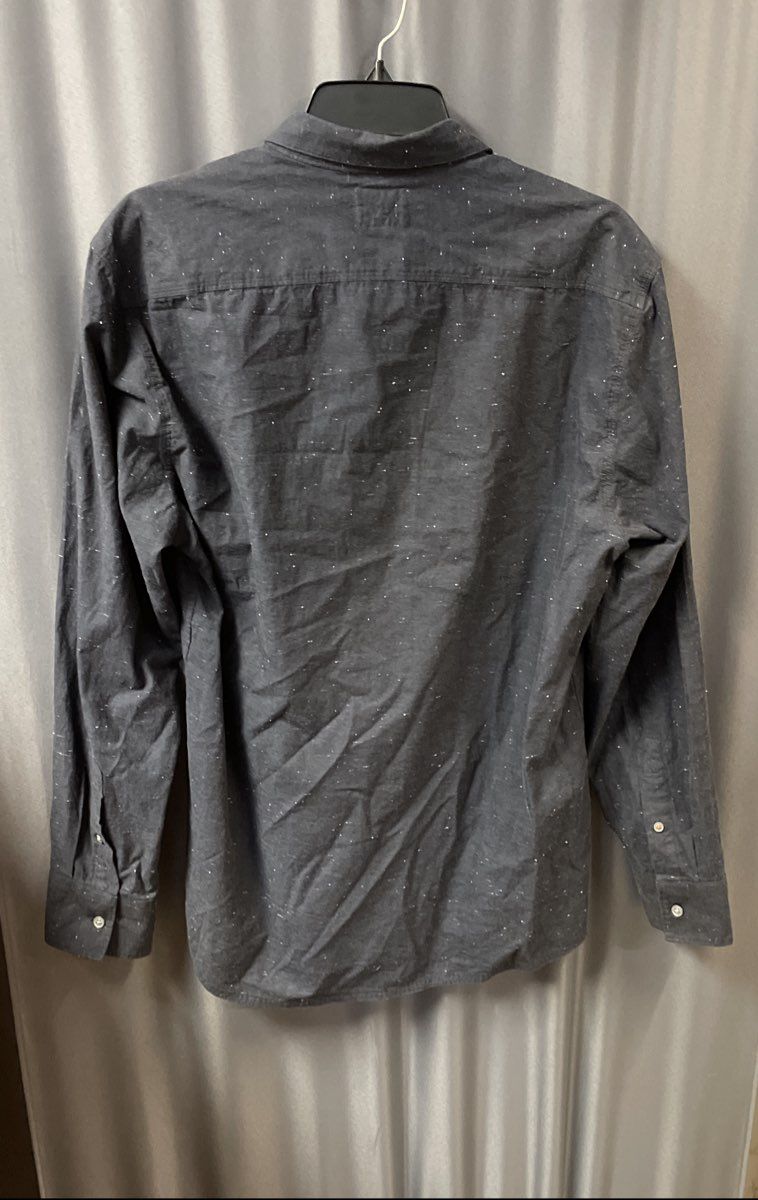 W.R.K Men's Gray Speckled Nep 100% Cotton Long Sleeve Button Up Shirt Size L