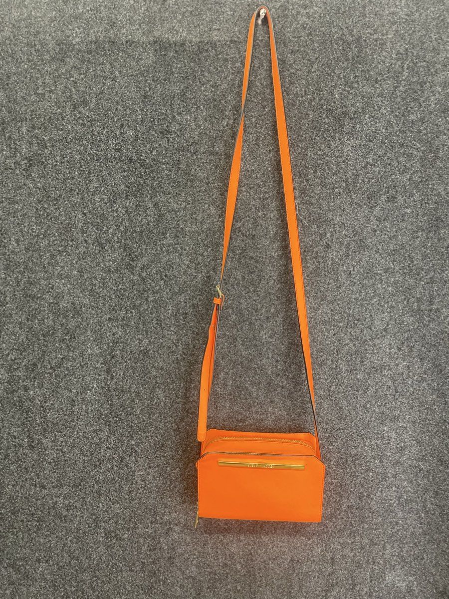Steve Madden Orange Saffiano Faux Leather Crossbody Wallet Bag Gold Hardware