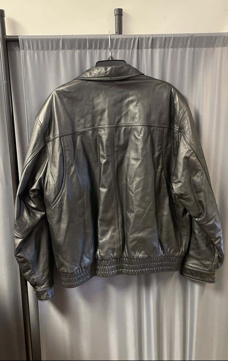 Roundtree & Yorke Men's Black Vintage 90s Bomber Leather Jacket Sz L