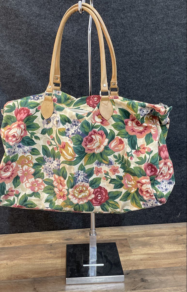 Vintage Carpetbags of America Floral Canvas Overnight Weekender Bag Large