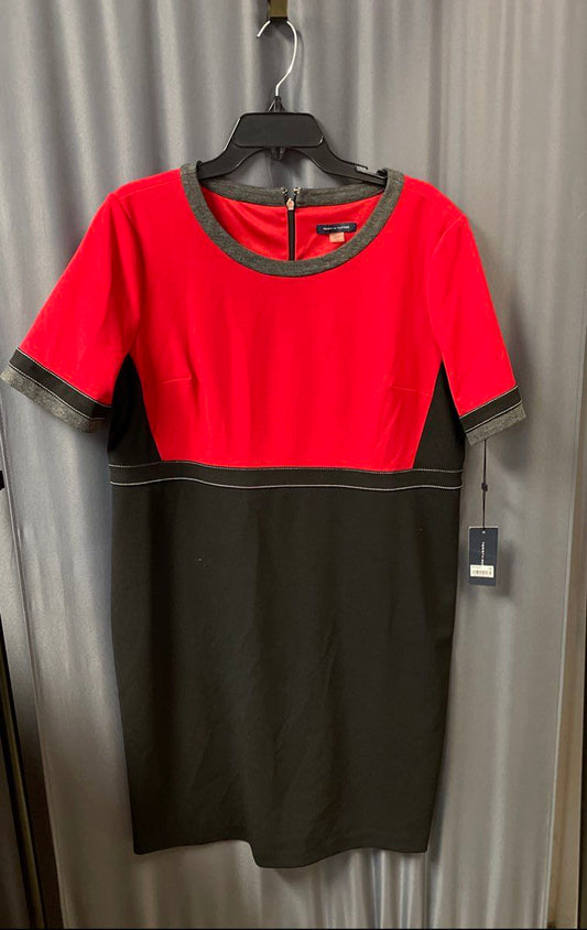 Tommy Hilfiger Women's Red Black Colorblock Sheath Dress Contrast Stitch NWT 18