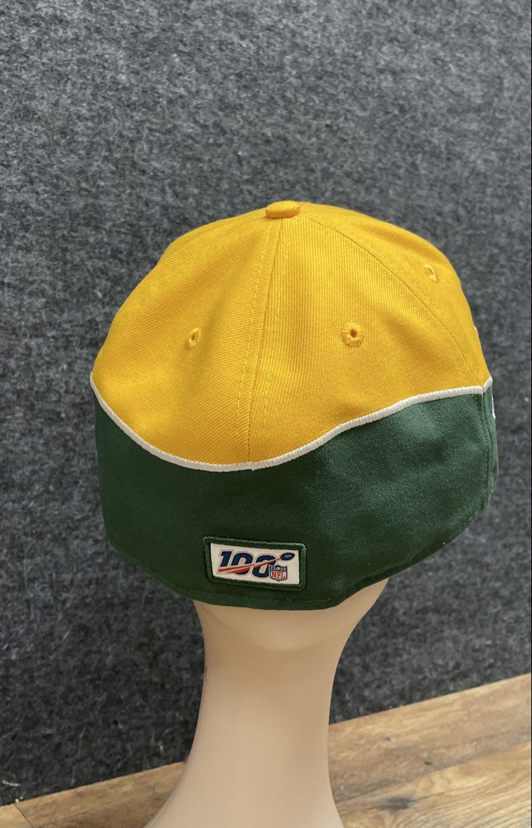 New Era Men's Green Bay Packers Green Yellow 59FIFTY NFL 100 Hat Sz 7 5/8