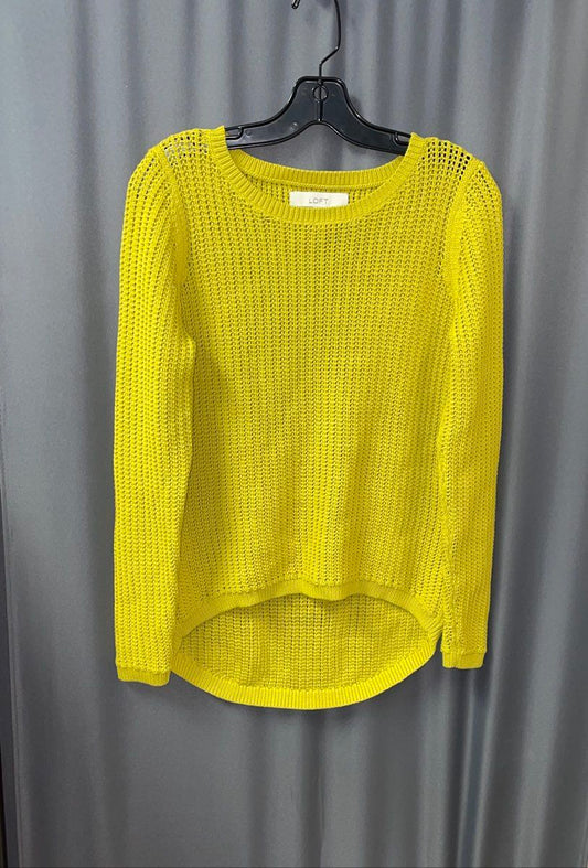 Loft Women's Green Open Knit High Low Hem Crewneck Sweater Size M