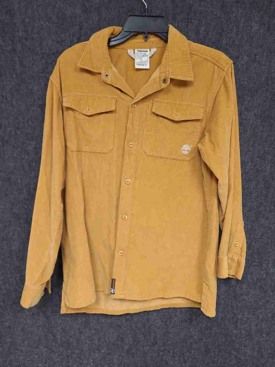 Timberland Boys Mustard Corduroy Long Sleeve Button Down Shirt Sz L 16-18