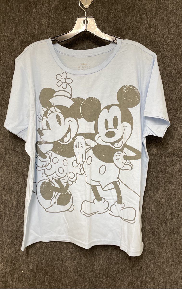 Disney Women's Light Blue Mickey & Minnie Mouse Graphic T-Shirt Sz 2XL