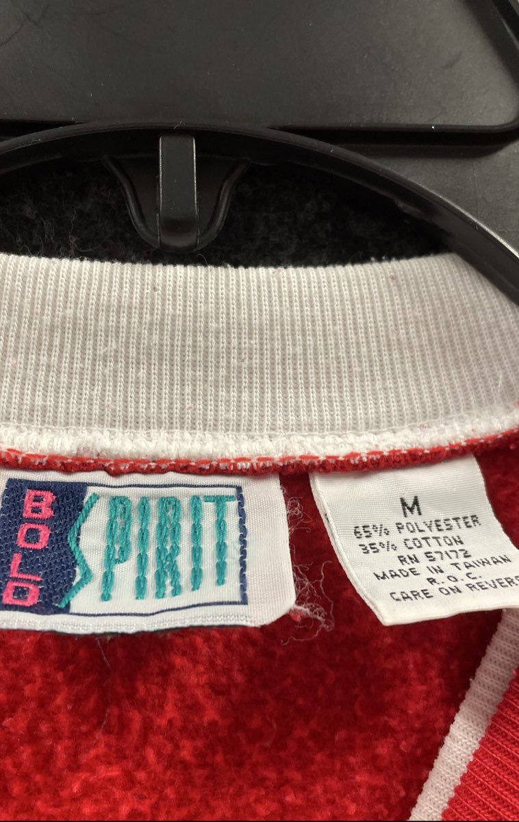 Vintage 90s Bolo Spirit Women's Red Pullover Sweatshirt Tulip Embroidered Sz M