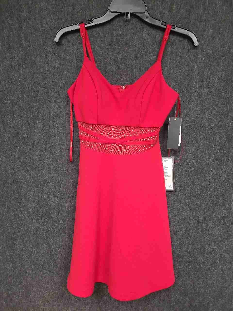 City Studio Women's Party Pink Red Embellished Waist Fit & Flare Dress Sz M NWT